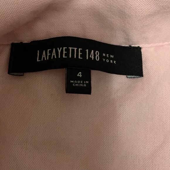 Lafayette 148 Top Button Down Collar Pink 4 Classic prep - Picture 3 of 7